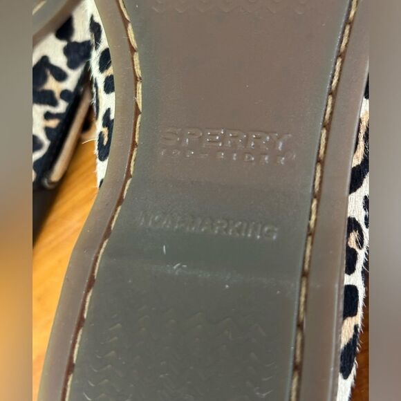 Sperry Top Sider Calf Hair Leopard Boat Shoes Dark Brown Patent Leather Size 7 - Picture 7 of 8